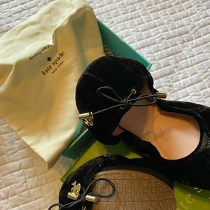 kate spade Shoes - Kate Spade Velvet Black foldable ballet flats kate spade Shoes - Kate Spade Velvet Black foldable ballet flats